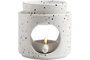 CHINGCOO Lámpara de fragancia para aceites esenciales, lámpara de fragancia Tealight con portavelas, difusor de cerámica lámpara de aroma, bandeja extraíble para decoración, yoga, dormitorio (color de tinta)
