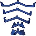 De Jure Fitness Mag Handle Set of 5, LAT Pull Down Bars Cable Machine Attachment, Rowing T-bar V-bar Set, Back Strength Training Handle Grips for Cable Machine Rowing Machine, Blue