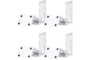 INNÔPLUS Buchstütze, Buchstützen, Book holder CD Kinder Metall, Bücher Halter für Regal, Ordnerhalter DVD Unsichtbares Bücherregal, Bookends Buchstopper, Buchhalterung Buch Halter Buchbeschwerer (4 Pair, Weiß)