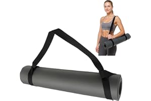 Admygo Cinghia per tappetino da yoga, multiuso, per il trasporto, per tappetino da yoga, in cotone, regolabile, per riporre e organizzare, colore: nero, 38 mm x 1,5 m (tappetino non incluso)