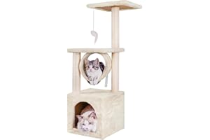 HOMIDEC Cat Tree, 90cm Cat Scratch Posts 3 Tier Stable Cat Climbing Tower Cat Activity Trees with 1 Room, Indoor Pet Activity Furniture Play House for Kitty Kitten
