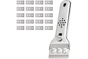 Ksvaye Ceranfeldschaber mit 20 Ersatzklingen Edelstahl Schaber Ceranfeld Herdkratzer Herdschaber Zeranfeldkratzer für Herd Kochfeld und Backofen