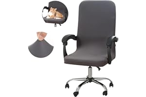 Jaotto Funda para Silla de Oficina elástica,Funda para Silla giratoria de Oficina Universal,Lavable,extraíble,Funda para Silla de Ordenador con Respaldo,Fundas para Silla de Oficina(Gris,L)
