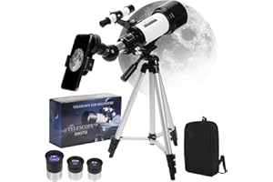 BESIMLI Telescope for Adults Astronomy,70mm Aperture 400mm AZ Mount Astronomical Refractor Scope Includes Three Eyepieces(20-67x),Portable Beginner Telescope with Adjustable Tripod,Phone Holder&Backpack