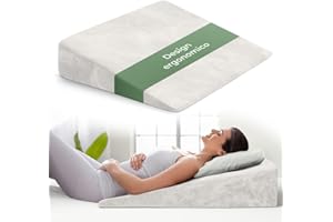 WELL B4 Cuscino antireflusso adulto da Lettura con Memory Foam [con 2 zone di distensione] sollevatore ergonomico, a cuneo per letto, divano per gambe e Schiena, cuscino reflusso gastroesofageo