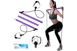 ABSUPER Pilates Bar Kit, Super Portable Yoga Exercise Pilate Stick Set with Resistance Band Foot Loop, Fitness equipment for Stretch Sculpt Twisting Sit-Up for Man Women Home Gym