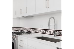 FUNLIFE Autocollants de bordure de papier peint, Frise Murale géométrie Adhesive Sticker, plinthe pour la décoration de bricolage à la maison, 10x200cm, brun