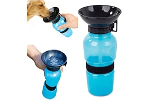 PARENCE - Bouteille d'eau pour Chien avec Bol intégré - Gourde d'eau de Voyage et Transport - Voiture, intérieur et extérieur - Bouteille pour Chien 0,5 L - Couleur aléatoire (Bleu, Rose, Kaki)