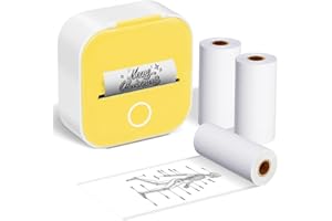 ‎ASPRINK ASprink T02 Mini Drucker mit 3 Papierrollen, Pocket Printer, Etikettendrucker, Sticker, Thermodrucker, Bluetooth, Inkeless für Notizen, Memos, Zeitschriften, DIY