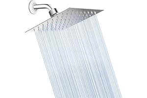 VIGIME Rain Shower Head, High Pressure 6 Inch Square Showerhead, Stainless Steel Ultra-Thin Best Pressure Boosting with Silicone Nozzle, High Flow Rainfall Shower Head (Chrome)