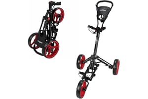 Caddymatic Golf X-Lite One-Click Folding Pull/Push Golf Cart Black/Red