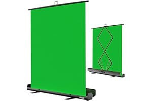 EMART Green Screen 155x200cm, Greenscreen Roll-up Panel Fotohintergrund, Grüner Foto Hintergrund mit Ständer für Fotostudio, Streaming, Videokonferenzen, TikTok, Zoom