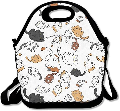 Graphic Cat Print Kittens Lunch Tote Insulated Reusable Picnic Lunch Bags Boxes Neoprene Food Bag