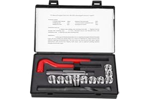 TICFOX Samfoxy 15 pièces Samfox Kit de réparation de Filetage en Acier Inoxydable clé à perceuse torsadée Insert fileté pour Voiture M14x2