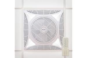 M Ledme - Ventilador de Techo Armstrong Square 68W con luz Led Blanca Fría (6000k), Empotrado, 1172LM, Control remoto, Motor AC, Silencioso, 3 velocidades, ideal para oficinas. LM8087