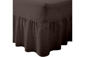 Artistic Fashionista Luxury Non-Iron Plain Percale 180 Thread Count VALANCE SHEET – To Fit Single, Double & King Size Standard Mattress (Double, Chocolate)