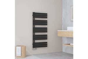 EMKE Badheizkörper Handtuchhalter 1599x600 mm, Handtuchheizkörper Seitenanschlusss Handtuchwärmer Handtuchtrockner Bad Heizkörper Flach Handtuchheizung Schwarz 958W