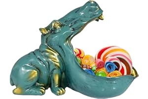 BONJUME Nilpferd Statue, Nilpferd Figur Skulptur Schlüssel Harz Nilpferd Schlüsselkästen Süßigkeitenschüssel Aufbewahrungsbox Schlüsselschale Schlüsselbonbons Kleinteile Behälter Für Flur Wohnzimmer Büro