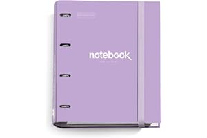 Miquelrius - Folder Emotions - Folder Archiwizator z 4 pierścieniami + zapasowy 100 arkuszy A4 Siatka - Separatory i koperty - Gumowe zamknięcie - Kolor lawendy