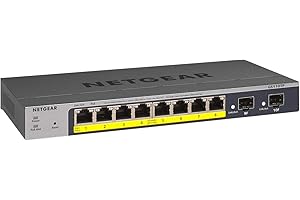 ‎NETGEAR NETGEAR GS110TP 10 Port Gigabit Ethernet LAN PoE Switch Smart (Managed mit 8x PoE+ 55W, 2x 1G-SFP, lokales Management oder Remote per Insight Cloud, lüfterlos, ProSAFE Lifetime-Garantie)