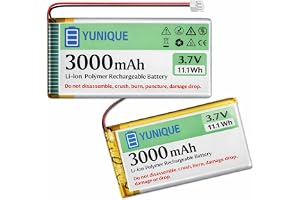 YUNIQUE GREEN-CLEAN-POWER 2 LiPo-batterier 3,7 V 3 000 mAh 1S 103665 med Micro JST 1.25 – uppladdningsbara batterier med skyd