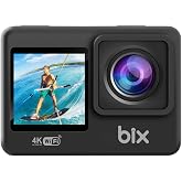 Bix Pulse 1 Wi-Fi 4K 30FPS Ultra HD Aksiyon Kamerası &Ccedil;ift Ekranlı 30 Metre Su Ge&ccedil;irmez Kılıflı Vlog Bisiklet Motosiklet Kask 