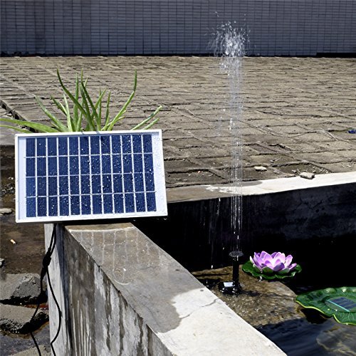 Hedc® Solar Teichpumpe,5W Solar Springbrunnen Solarpumpen Teich Springbrunnen Wasserpumpen für Gartenteich Max. Förderhöhe:60 cm ,380 L/h ,mit 3 Verschiedenen Düse - 2