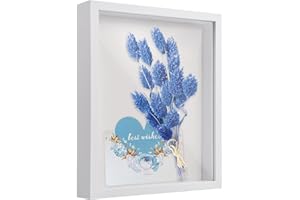 Chstarina 3D Shadow Box, 27 x 22 cm Deep Picture Frame Display Box for Tabletop and Wall Hanging, 3CM Inner Depth, Wooden Photo Frame Memory Box for Medal Flower Memorabilia Tickets Crafts, White