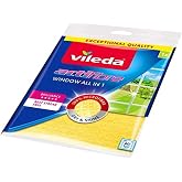 Vileda Actifibre Glass Cloth, Suede, Yellow, 36 cm x 32 cm | 100% microfibre | PVA layer for wet and dry absorption | Ideal f