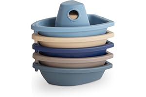 Mushie Giocattolo da bagno 5 Barca Giochi bagnetto Giocattoli da Bagnetto per Bambini | Realizzato in plastica PP per il divertimento nella vasca da bagno | Prodotto in Danimarca (Ocean)