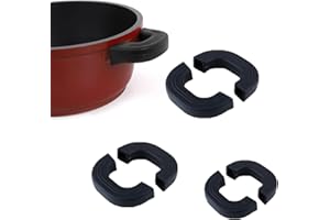 LMOGWL Un set di 6 supporti in silicone con manici in silicone resistenti al calore e isolati, adatti per padella, padella, fornello, padella, tavola da forno grande/media/piccola (nero)