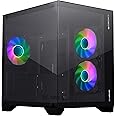ZEBRONICS MERCURY Premium Gaming Chassis with support for mATX | Mini ITX | 240mm AIO, Dual Chamber Design, Infinity Ring ARGB Fan, Wraparound Tempered Glass (Black)