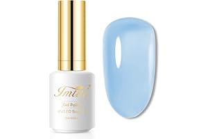 Imtiti Bleu Vernis Semi Permanent, 15ml French Semi Permanent Bleu Clair Naturel Cristal Gel Nail Polish Soak Off UV Led Vernis À Ongles Gels Semi-Permanents Transparent Gelée Cristal Manucure