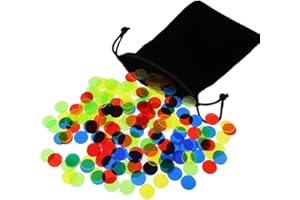 LJFEA 200 Pcs Fiches da Bingo, Segna Numeri Tombola, Gettoni Plastica, Trasparenti da Colore Bingo e una Borsa di Flanella，contatori di plastica che contano fiches colorate