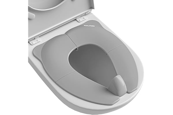 Maliton Reducteur Toilette Enfant,Reducteur Toilette Enfant Pliable,Peut êTre RéUtilisé Rehausseur Toilette Enfant,Formation AntidéRapante, Livré Avec Sac De Rangement - Gris