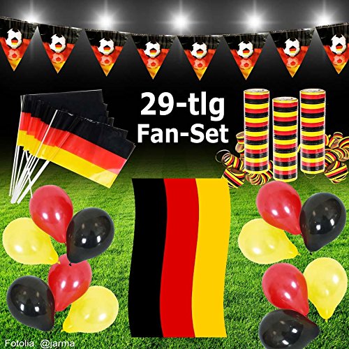 Murago Fan-Set 29 Teilig Deutschland Deko EM WM Fanartikel Fanpaket Fußballparty