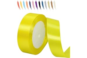 MORAINJAY 25mm Ribbon,23M Lemon Yellow Satin Ribbon for Gift Wrapping,Wedding Car Ribbon,Ribbon Roll for Flower Bouquets,Cake Box and Crafting,Color Ribbon for DIY or Birthday,Chrismas Party Decorations