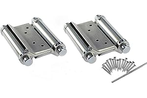 YOUNG WOLF 2Pcs 76mm 3'' Cafe Saloon Door Hinges Double Action Spring Hinge Stainless Steel Self-Closing (Silver)