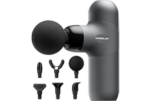 MORELAX Mini pistola de masaje, el masaje muscular profundo se utiliza para aliviar el dolor muscular y eliminar la fatiga. Masajeador eléctrico portátil de mano fácil de llevar, con 6 almohadillas lavables