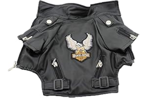 DHGTEP Dog PU Leather Jacket Waterproof Windproof Coat for Small Medium Large Dogs Doberman Schnauzer Bulldog Outdoor Winter Warm Clothes (Color : Black, Size : M)