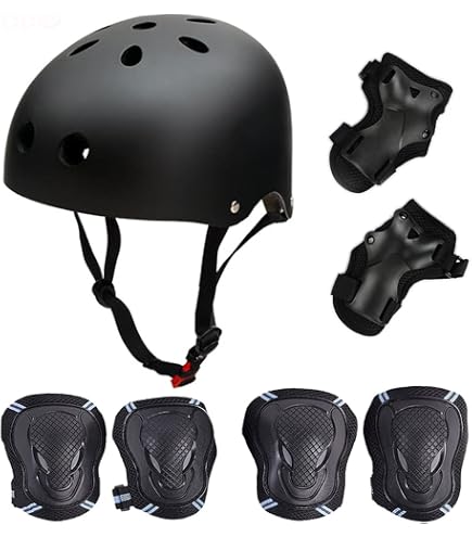 Ensemble de genouillères pour Enfants, kit 7 en 1 équipement de Protection genouillères protège-Poignets avec Casque réglable pour Roller BMX vélo vélo