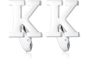 HONEY BEAR Carta Inicial Alfabeto Gemelos - Acero Inoxidable para Hombres Camisas Accesorios,Plata