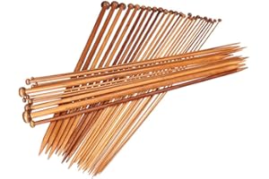 EXCEART 18 Paires D'aiguilles en Bambou de 36 Cm Aiguilles à Tricoter Au Crochet Pointues (2 0 Mm-10 Mm)