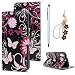 Produktbild Huawei P20 Lite Hülle Case Schwarze Blumen Muster Kunstleder PU Leder Hülle Wallet Tasche Handyhülle Soft TPU Innere Schutzhülle Klapphülle Bookstyle Ständer Kartenfach Magnetverschluss Brieftasche