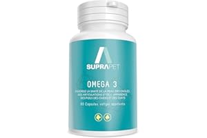 MYLAB NUTRITION SRLS Suprapet Omega 3 pour Chiens et Chats 70% Huile de Poisson (Epa 18%, DHA 12) et Vitamine E 80 Perles. Aliment complémentaire Naturel pour la Perte de Cheveux et Les articulations