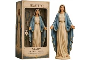 Jungfru Maria samlarfigur, välsignad mor Madonna katolsk religiös staty med vår fru av Guadalupe, harts handmålad dekor för k
