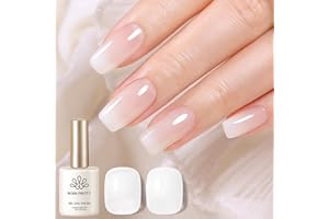 ‎BORN PRETTY Born Pretty Gellack Milchig Weiss, Gel UV Nagellack Natur Jelly Transparent Weiß Nagellack Nail Art Klassischer und All-MatchStil UV LED Soak Off Manicure Lacquer Varnish