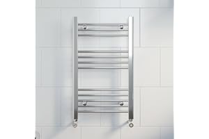 DuraTherm® 750 x 450mm Flat Straight Heated Towel Rail Radiator Modern Central Heating Bathroom Warmer Wall Mounted Ladder Rad, Polished Chrome