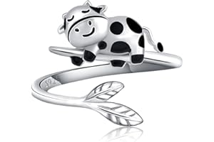 CHENGHONG Anelli animali in argento sterling 925 bradio/panda/mucca/elefante/procione anello aperto regolabile gioielli per animali regalo di Natale per ragazze donne bambini..