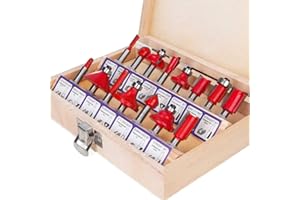Meichoon Set di 15 pezzi di punte per router con gambo da 1/4 di pollice per la lavorazione del legno Set taglierine per coltelli da taglio per fresa in metallo duro lavorazione del legno Incisione